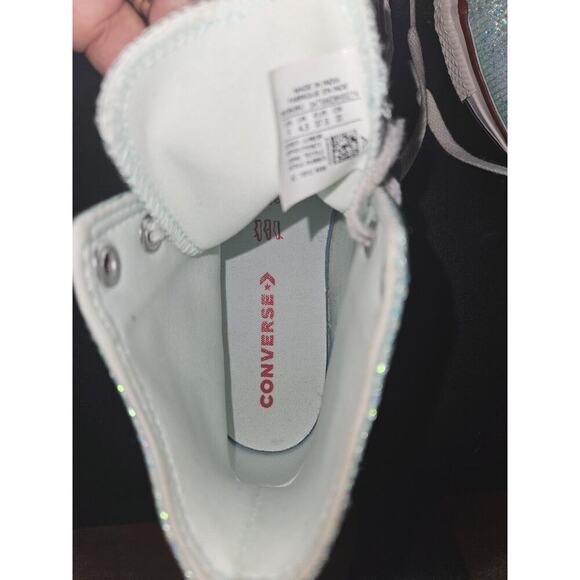 Converse Chuck Taylor All Star Hi 663626C Teal blue Glitter Shoes size 5 - Picture 12 of 12